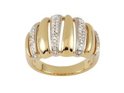 Anillo Moldura Oval Calado De 13 Mm, Diamantes 0,20 Ct, Oro Amarillo 18 Kt, Dedo 58