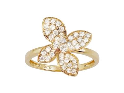 Anillo Flor, Diamantes 0.52ct, Oro Amarillo 18 Kt, Dedo 56