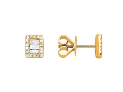 Pendientes Con Motivo Rectangular, Diamantes Baguette Y Redondos De 0,25 Ct, Oro Amarillo De 18 K - Imagen Estandar - 1