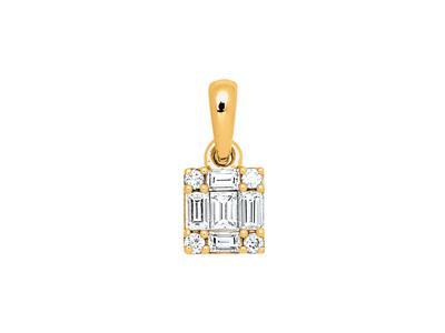Colgante Cuadrado, Diamantes Baguette Y Redondos De 0,17 Ct, Oro Amarillo De 18 K