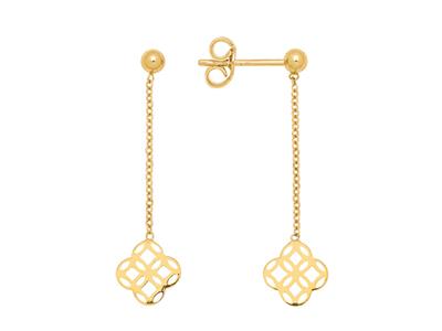 Pendientes De Cadena Forat Redondos Y Colgantes De 30 Mm, Con Patrn De Crculos Entrelazados, En Oro Am
