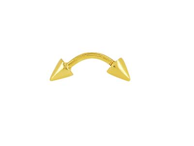 Percing Doble Ceja Cono, Asta 1,2 X 9 Mm, Oro Amarillo 18k