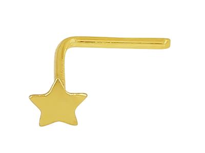 Estrella De Nariz Perforada De 3 Mm, Caña En Angulo, Oro Amarillo De 18 Quilates