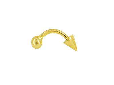 Percing Conos + Bola Para Cejas, Vastago Curvo 1,2 X 8 Mm, Oro Amarillo 18k - Imagen Estandar - 1