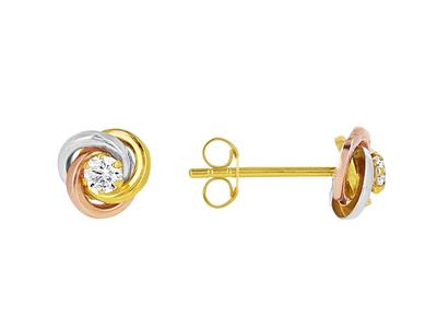 Pendientes, 3 Aros 9 MM Y Oxido De Circonio, 3 Ors 18k - Imagen Estandar - 1