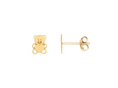 Pendientes Osito Calado, Oro Amarillo 18k, Mate Y Pulido - Imagen Estandar - 1