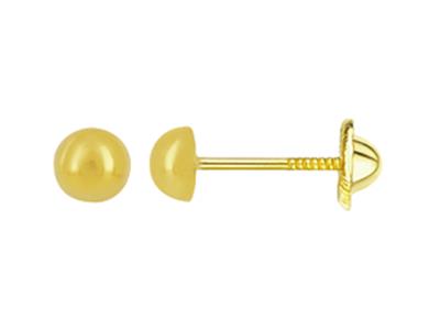 Pendientes Media Bola Cerrada 4 Mm, Oro Amarillo 18k