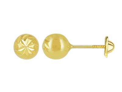 Pendientes, Bola Cincelada 5 Mm, Oro Amarillo 18k