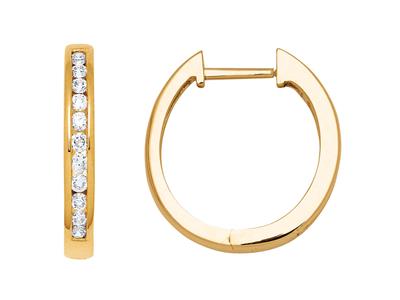 Pendientes De Aro Con Diamantes De 0,27 Ct, Diámetro Interior 14mm, Oro Amarillo De 18 K