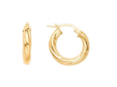 Tubo Creoles Torchon 3 Mm, Diametro Interior 10 Mm, Oro Amarillo 18k - Imagen Estandar - 1