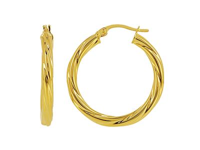 Tubo Creoles Torchon 3 Mm, Diametro Interior 20 Mm, Oro Amarillo 18k