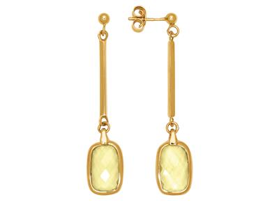 Pendientes Colgantes De Cuarzo Limon Y Oro Amarillo De 18 Quilates - Imagen Estandar - 1