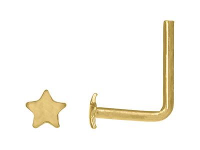 Piercing Nariz Sistema l Motivo Estrella 3 Mm, Oro Amarillo 18k