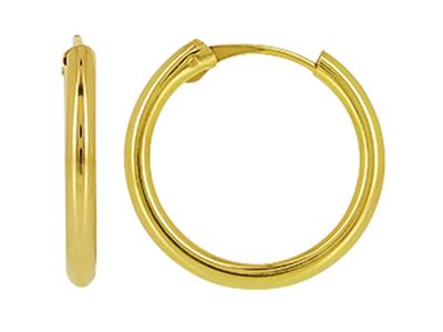 Creoles Tubo Hueco 2 Mm, Diametro Interior 14 Mm, Oro Amarillo 18k