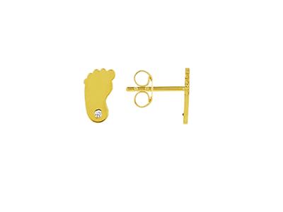 Pendientes Pies De Bebé 8 MM Con Àxido De Circonio, Oro Amarillo 18k - Imagen Estandar - 1