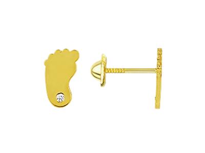 Pendientes Babyfoot 8 Mm, Con Oxido De Circonio, Oro Amarillo 18k - Imagen Estandar - 1