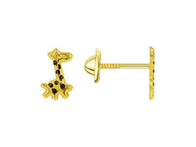 Pendientes Jirafa Esmaltada, 8 Mm, Oro Amarillo 18k