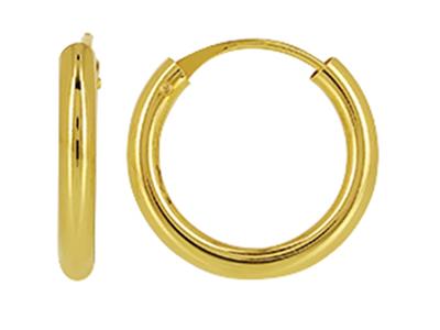 Creoles Tubo Hueco 2 Mm, Diametro Interior 10 Mm, Oro Amarillo 18k