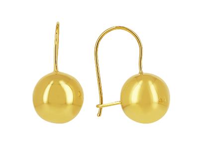 Pendientes 10 MM En Gancho De Alambre, Oro Amarillo 18k