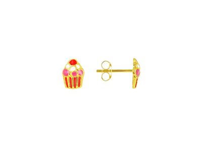 Pendientes Cupcake Esmaltado 7 Mm, Oro Amarillo 18k - Imagen Estandar - 1