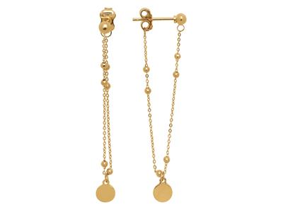 Pendientes Cadena Romboidal 4 Cm, Oro Amarillo 18k