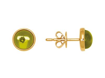 Pendientes Cabujones De Peridoto 2,40ct, Oro Amarillo 18k