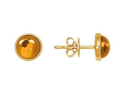 Pendientes Cabujones De Citrino 1,90ct, Oro Amarillo 18k