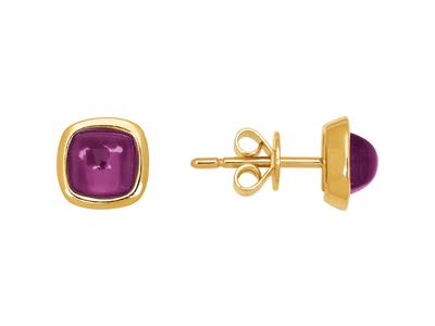 Pendientes Amatista Cabujon 1,23ct, Oro Amarillo 18k