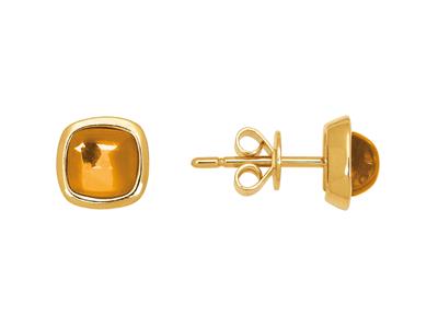 Pendientes Cabujones De Citrino 1,24ct, Oro Amarillo 18k