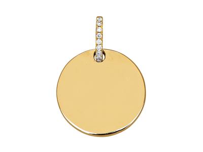 Colgante Con Diseño Jeton De Diamante De 0,04 Ct, Oro Amarillo De 18 K