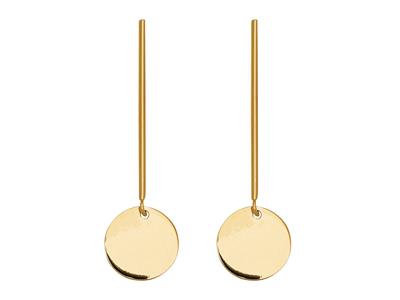 Pendientes Pastille En Tallo Largo 30 Mm, Oro Amarillo 18k