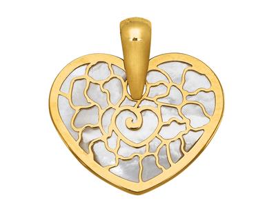 Colgante Corazn 15mm, Nácar, Oro Amarillo De 18 Quilates