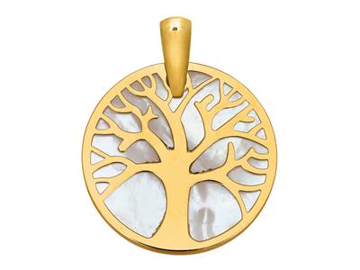 Colgante Árbol De La Vida 18 Mm, Madreperla, Oro Amarillo 18k