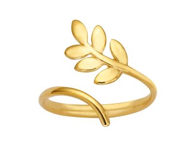 Anillo Ajustable Hoja, Oro Amarillo 18k