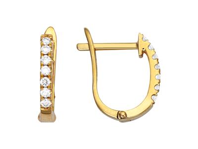 Pendientes De Aro Ovalados, Diamantes De 0,12 Ct, Oro Amarillo De 18 K