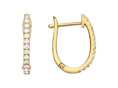 Pendientes De Aro Ovalados, Diamantes De 0,18 Ct, Oro Amarillo De 18 K