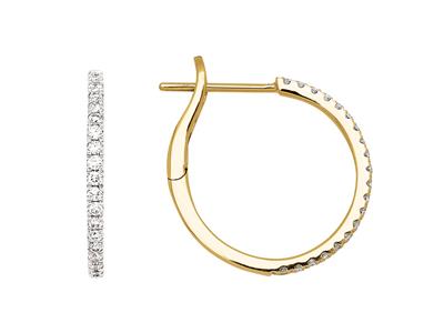 Pendientes De Aro Con Diamantes De 0,31 Ct, Diámetro Interior 14mm, Oro Amarillo De 18 K