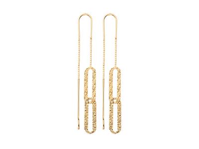 Pendientes Planos Rectangulo Martillado 6 Mm, Altura 7 Cm, Oro Amarillo 18k - Imagen Estandar - 1