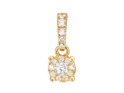 Colgante Engastado Ilusin, Diamantes 0,12 Ct, Altura 10mm, Oro Amarillo De 18 K