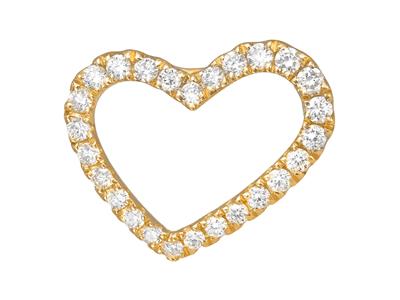 Colgante Corazn Asimtrico, Diamantes De 0,13 Ct, Altura 10mm, Oro Amarillo De 18 Quilates