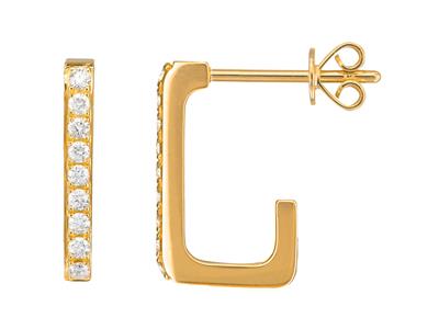 Croles Rectangulares, Diamantes De0,22 Ct, Altura 15mm, Oro Amarill O De 18 Quilates