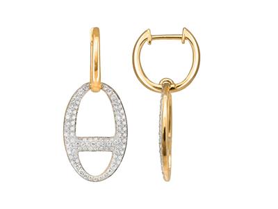 Pendientes Colgantes, Cadena De Tipo Marine, Diamantes De 0,59 Ct, Altura 28mm, Oro Amarillo De 18 K