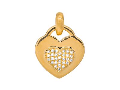Colgante De Pendiente Con Motivo Decorazn, Centro De Diamantes De 0, 05 Ct, Altura 10mm, Oro Amarillo D