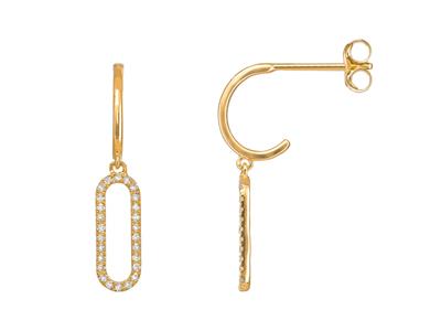 Bo Pendantes Motif Rectangle Haut. 20mm Diamants Sc 0,15ct Or Jaune 18k Syst Bascule - Imagen Estandar - 1