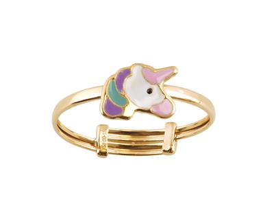 Anillo De Unicornio Rosa, Azul Y Violeta, Oro Amarillo 18 Kt, Ajustable - Imagen Estandar - 1