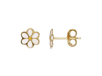 Bo Paquerette Email Blanc Et Jaune Or Jaune 18k Poussettes