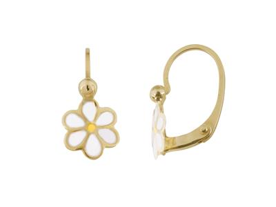 Pendientes Margarita Rotos, Resina Blanca Y Amarilla, Oro Amarillo De 18 Kt. - Imagen Estandar - 1