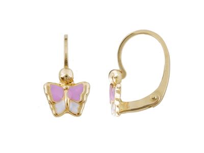 Pendientes Brisures Papillon, Resina Rosa Y Blanca, Oro Amarillo De 18kt - Imagen Estandar - 1