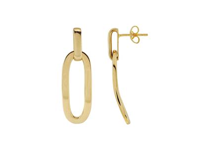 Pendientes Colgantes De Malla Ovalada 28 X 11,5 Mm, Altura 37 Mm, Tubo Hueco, Oro Amarillo 18 Kt - Imagen Estandar - 1
