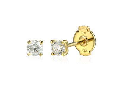 Pendientes Solitarios, Diamantes De0,10 Ct, Oro Amarillo De 18 K